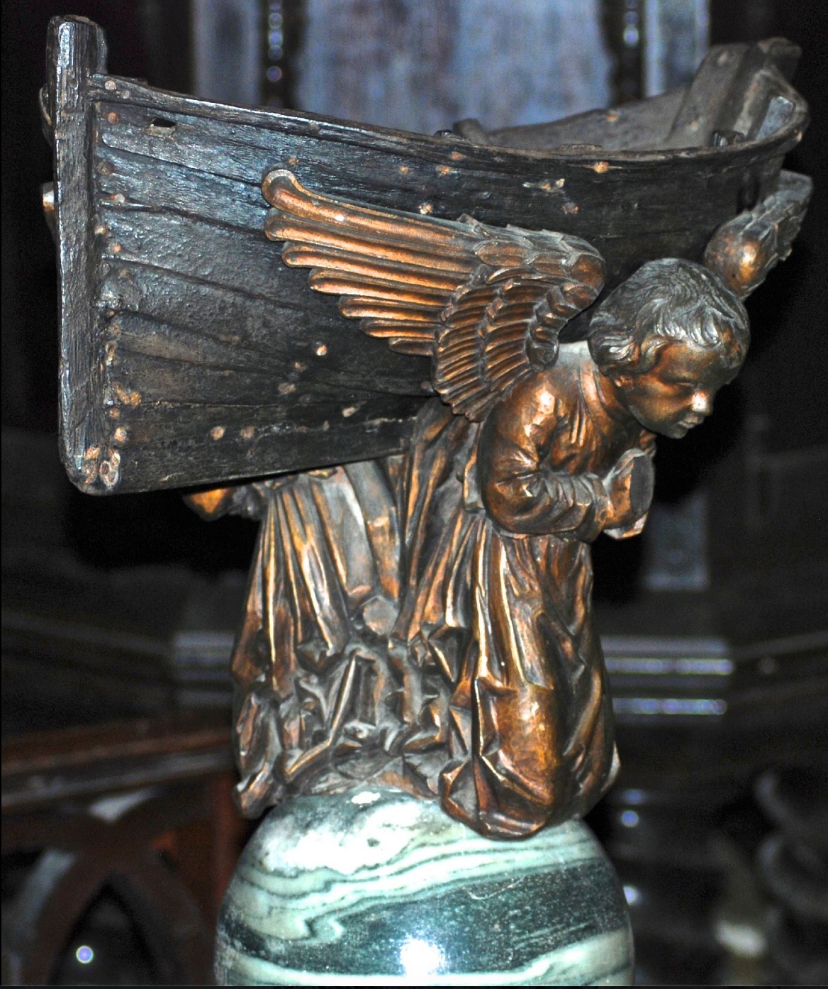 reading lectern with boat and angel