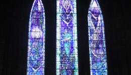 purple stained glass window