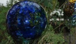 blown glass, blue ball