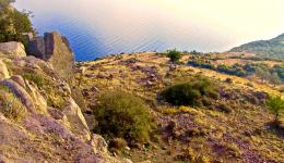 rugged landscape and Mediterranean Sea