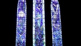 blue stained glass windows