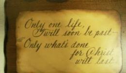 Plaque: Only One Life