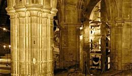 sepia: columns in Glasgow Cathedral