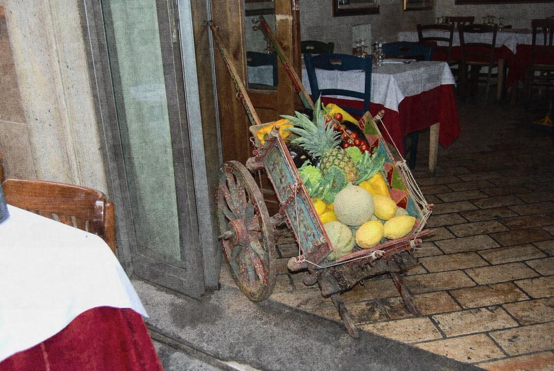 vegetable cart at restaurant in Rome