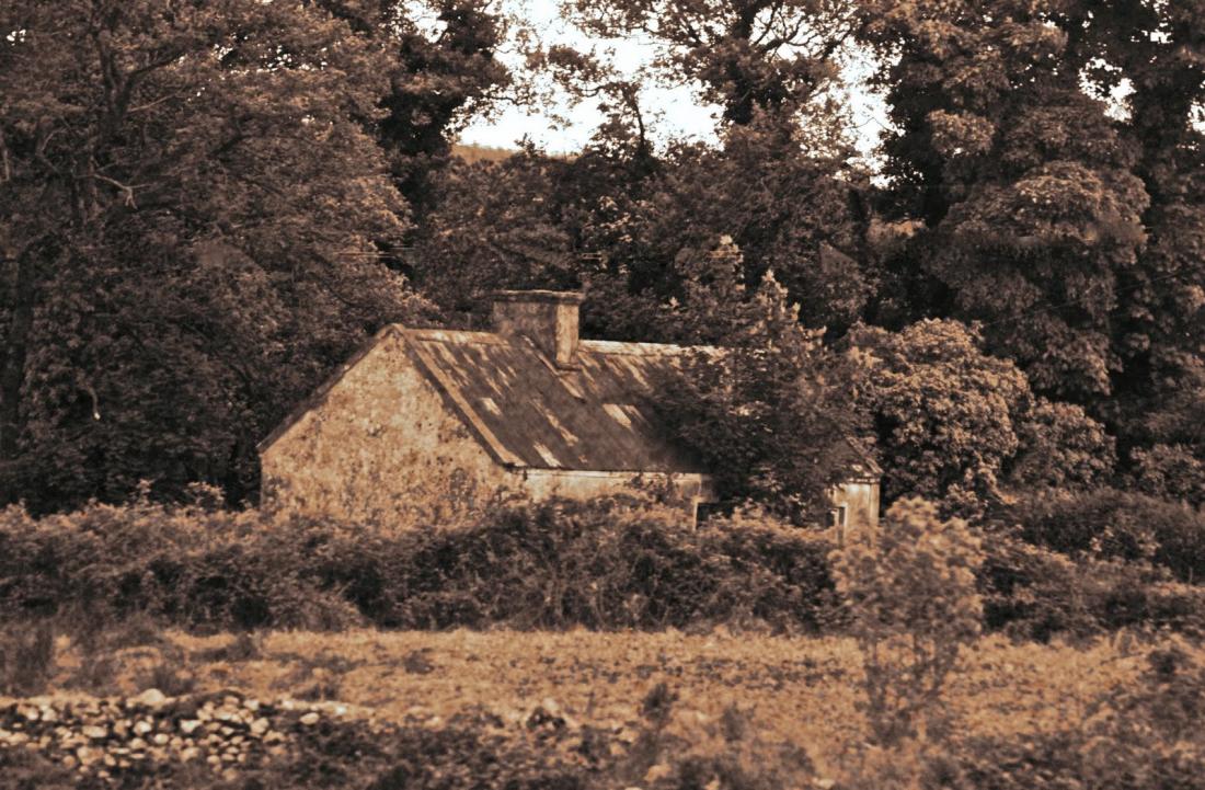 sepia: old Irish cottage