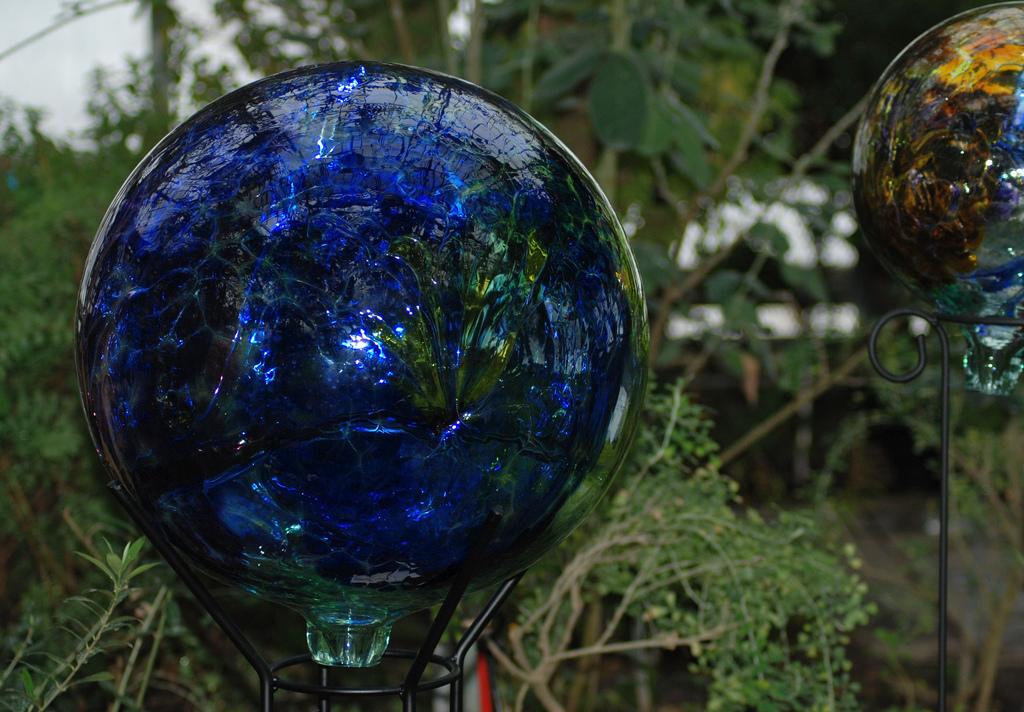 blown glass, blue ball